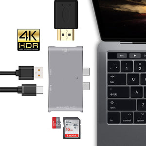 Measy USB C HUB HDMI 4K for MacBook Pro, Thunderbolt 3 Type-C Hub with TF SD Card Reader / USB-C Charger Port /PD / USB 3.0 Port