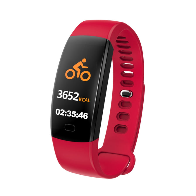 F64HR IP68 Waterproof Smart Wristband Bracelet with Heart Rate Monitor, Blood Pressure / Blood Oxygen - Red