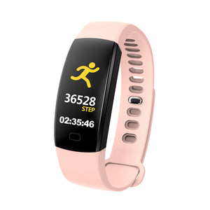 F64HR IP68 Waterproof Smart Wristband Bracelet with Heart Rate Monitor, Blood Pressure / Blood Oxygen - Pink