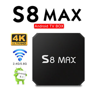 S8 MAX Android TV BOX Android 8.1 Rockchip RK3328 4G Ram 32G Rom 4K USB 3.0 Media Player EU Plug