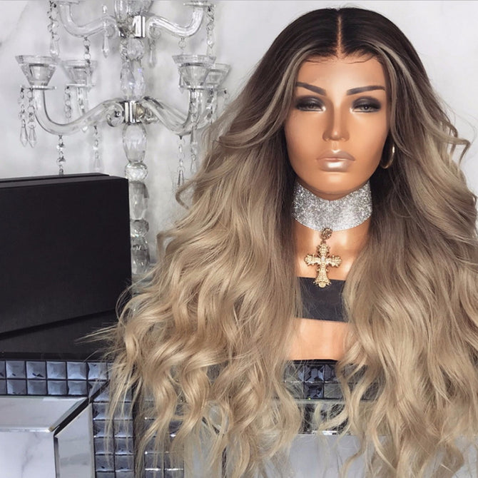 High Temperature Fiber Long Wavy Synthetic Wig, Heat Resistant Hair Wig For Lady 28inches