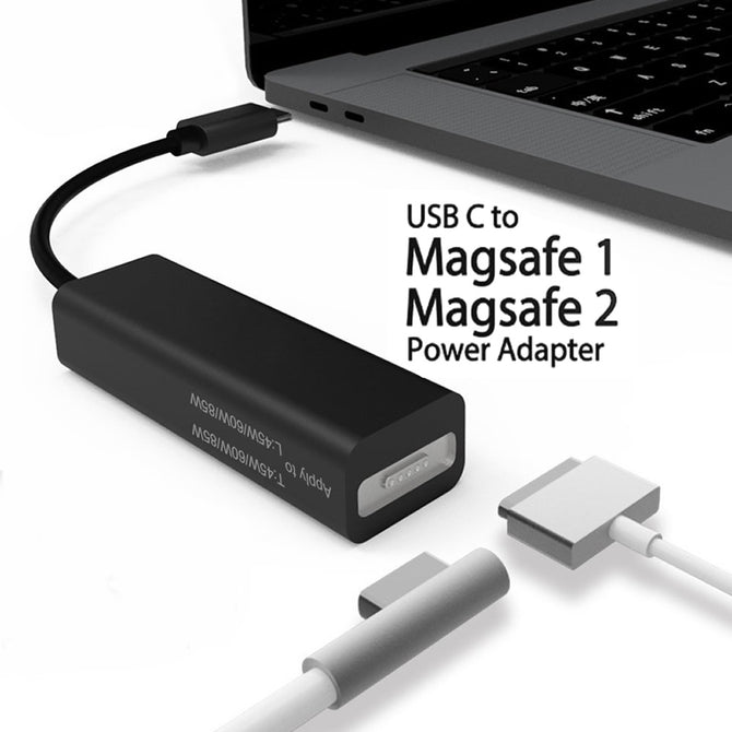 Cwxuan Magsafe to USB-C Converter, AirFish USB Type C to Magsafe 1 and Magsafe 2 Power Adapter Connector Cable - Black