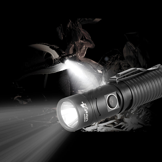 UF-168 Super Bright USB Rechargeable Focusing Flashlight Torch Lamp with Strap and Clip