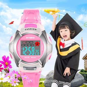 Synoky Children\'s Wrist Watch Waterproof Sport Digital Watch For Students Boys Girls Pink