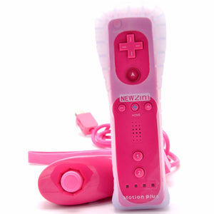 2in1 Wireless Remote Controller + Nunchuk Gamepad Joystick Combo Set With MOTION PLUS For Nintendo Wii/Wii U With Silico Red