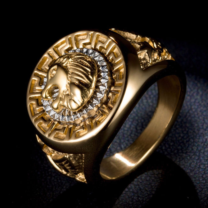 High Quality Hip Hop Men\'s Punk Style Rapper Lion Head Star Rings Finger Rapper Ring Men 11/Silver