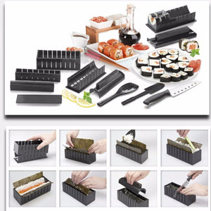 Sushi Making Kit Rice Molds Multifunctional Mould Suit New Cooking Tools For Japanese Korean Food With 11Pcs Black