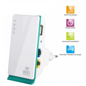 JEDX 150Mbps Dual Network Wireless WiFi Repeater Signal Amplifier Router Booster EU Plug