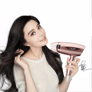 CONFU 3115 Household Electric Hair Dryer Machine, Large Power 1800W 3-Mode Hot / Cold Air Folding Hairdryer Gold