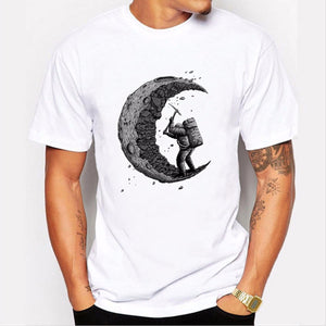 3D Printing Pattern Men\'s T-Shirt, Casual Round Neck Short Sleeve Cotton T-Shirt For Men White/XL