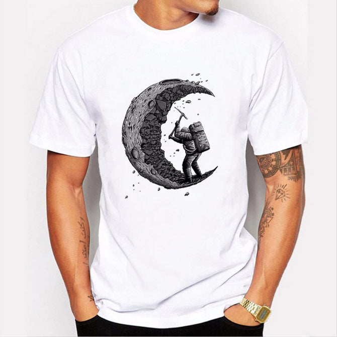 3D Printing Pattern Men\'s T-Shirt, Casual Round Neck Short Sleeve Cotton T-Shirt For Men White/XL