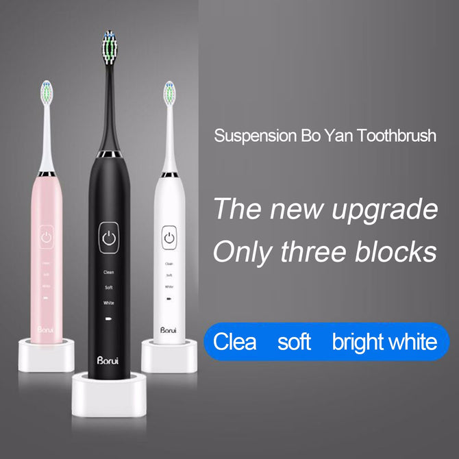TB-012 Electric Toothbrush Adult Charging Ultrasonic Vibration Soft Hair Automatic Timing Three-speed Nursing White