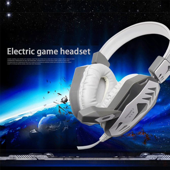 DT136 Head-mounted Gaming Headset Wired Headband Headphone Gaming Headphones White