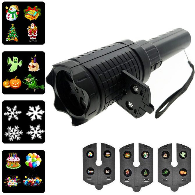 YouOKLight Portable Projector LED Flashlight, 4 Patterns Film Slideshows Handheld Motion Light, Birthday Show Projector Lamp