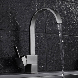 Brass Brushed 360 Degree Rotatable Single Handle One-Hole with Ceramic Valve, Kitchen Faucet