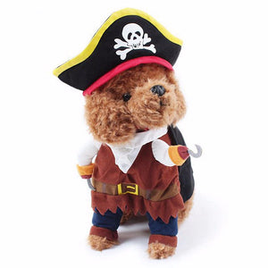 Party Pet Clothes Cat Dog Upright Pirate Dog Jumpsuit Police Doctors Standing Cosplay Turned Dresses Clothing Black/XL