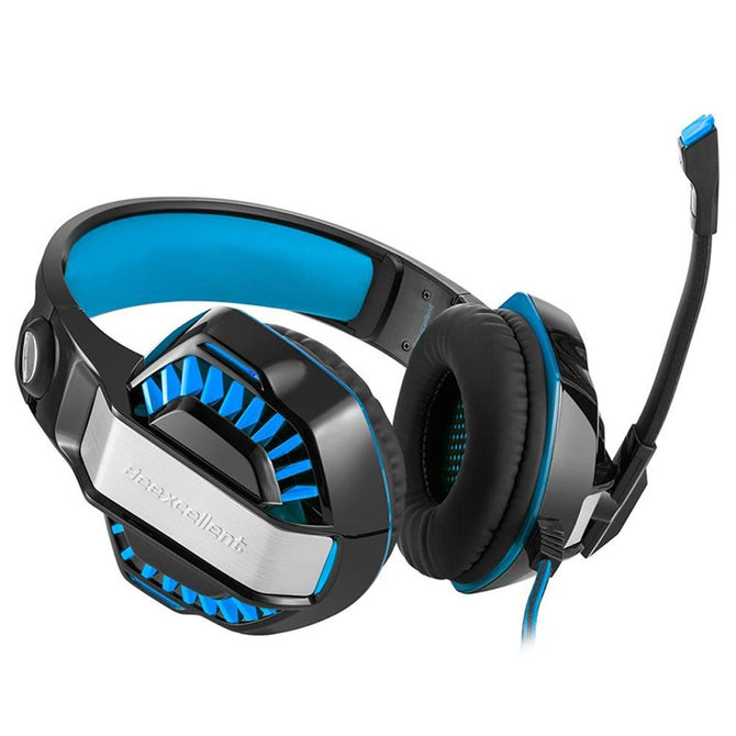 Beexcellent GM-2 Wired 3.5mm Over-ear Gaming Headset For PC Gamer Computer Tablet Gaming Headphone With Mic LED Light Blue