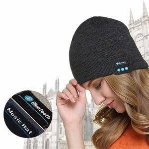 Wireless Bluetooth Headphones Music Hat Smart Caps Headset Earphone Warm Beanies Winter Hats With Speaker Mic For Sports Gray