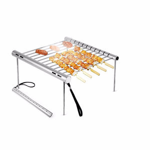 Portable Stainless Steel BBQ Grill, Folding BBQ Grill, Mini Pocket BBQ Grill Barbecue Accessories For Home Park Use silver