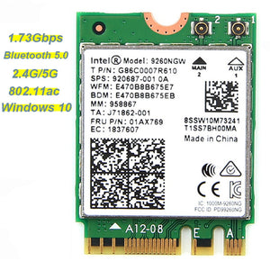 1.73Gbps Wireless Wifi Network Card For Intel 9260 AC 2.4G/5Ghz NGFF 802.11ac Wi-fi Bluetooth 5.0 For Laptop Windows 10 White