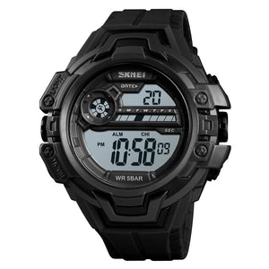 SKMEI Mens Smart Watch Sports Digital 50M Waterproof Countdown Alarm Clock Dual Time Luminous Electronic Wrist Watch Black