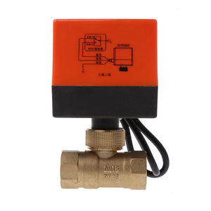 ESAMACT Electric Motorized Brass Ball Valve DN15 AC 220V 2 Way 3-Wire with Actuator - Yellow