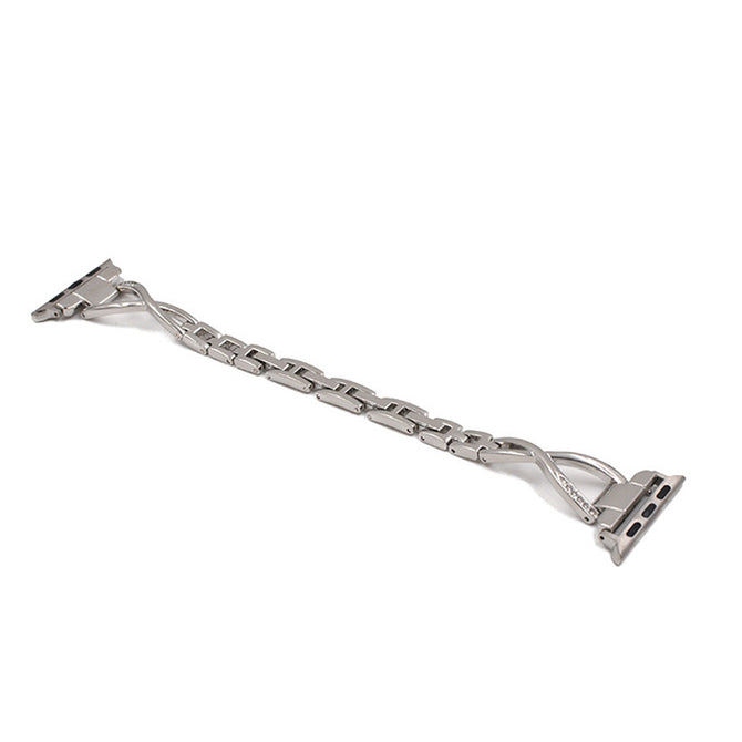 Stainless Steel Diamond Inlay for Apple Watch Strap for IWatch Series 3/2/1 Wrist 38MM Strap - Silver