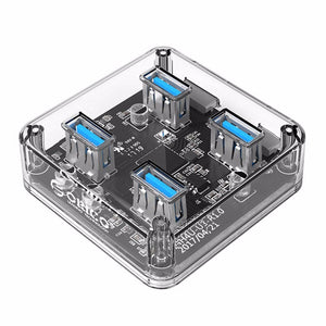 RICO USB 3.0 HUB 4 Ports High Speed USB Splitter Power Charging Interface For Windows Mac Linux Laptop PC USB White