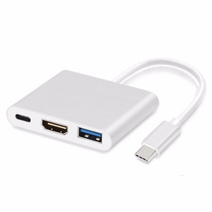USB C HUB HDMI Adapter For Macbook Pro GOOJODOQ USB Type C Hub To Hdmi 4K USB 3.0 Port With USB-C Power Delivery Silver