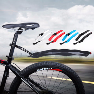 Bicycle Mudguard Front Rear Set 26 MTB Mountain Bike Fender With Led Light Flectional Cycling Fender Bicycle Wings Sky Blue