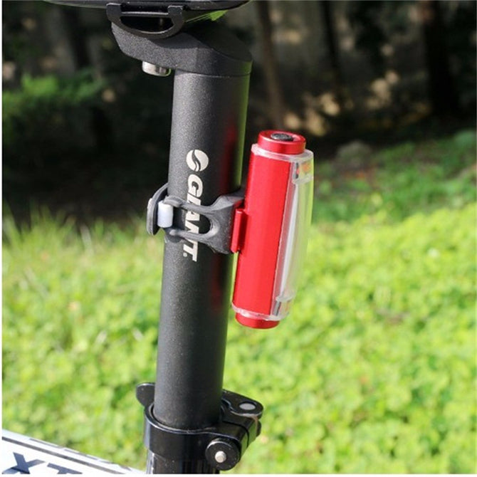 Outdoor Night Cycling Bicycle Tail Light Lamp LED Warning Bike Rear Lamp 100LM 500mAh Rechargeable Aluminum Alloy Black
