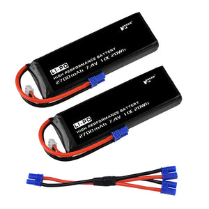 7.4V 2700mAh 10C Lipo Battery with Cable for Hubsan H501S H501C X4 RC Quadcopter Airplane Drone (2 PCS)
