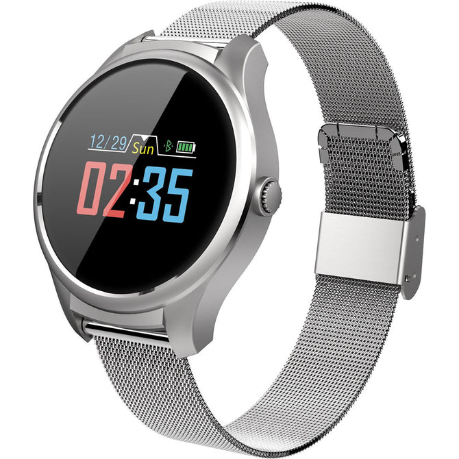 B35 New Color Circular Screen Intelligent Bluetooth Game Bracelet w/ Heart Rate / Blood Pressure / Blood Oxygen Monitor - Silver