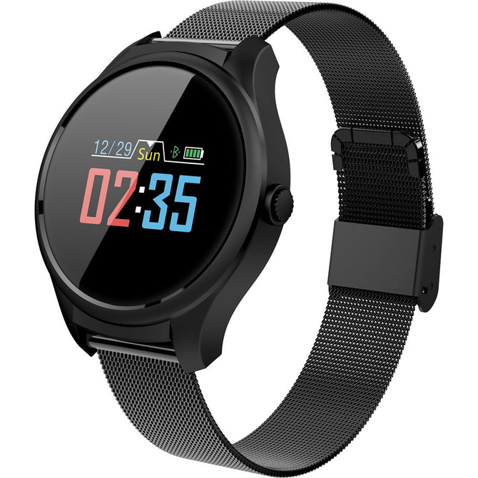 B35 New Color Circular Screen Intelligent Bluetooth Game Bracelet w/ Heart Rate / Blood Pressure / Blood Oxygen Monitor - Black