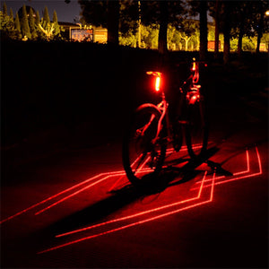 Outdoor Night Cycling Bicycle Tail Light Lamp LED Red Light Laser Line Warning Bike Rear Light USB Rechargeable Red