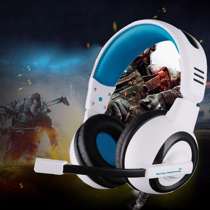 X6 Wired Headphone Gaming Headset Deep Bass Stereo Computer Game Headphones With Microphone White