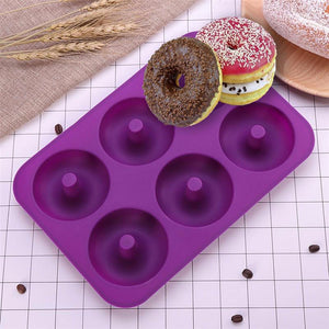 6-Cavity Donut Mould, Silicone Donut Baking Pan, Non-Stick Donut Mold, Safe Baking Tray Maker For Cake Biscuit Bagels Multi