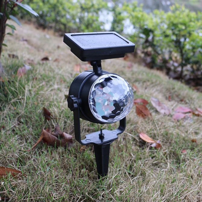 Solar Powered Rotating Color Projection Lamp for Outdoor Garden RGB/0-5W