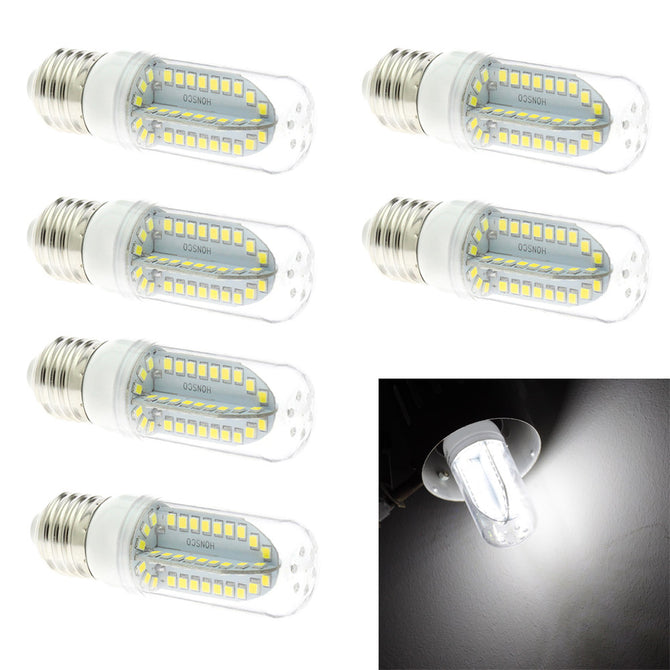 HONSCO E27 6W AC DC 12V 24V 700lm 84-SMD 2835 LED Cold White Light Bulb Chandelier Spotlights (6PCS)
