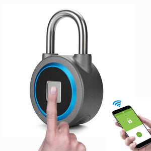 XSUNI New Fingerprint Recognition Waterproof Lock, Bluetooth APP Unlock Padlock Door Lock, Door Opener