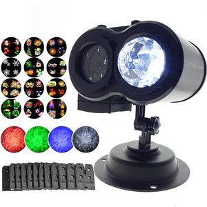 YouOKLight Outdoor LED Ocean Wave Lamp, Laser Spots Projector 12 Cards Party Light Christmas Xmas Snowflake Light - US Plug