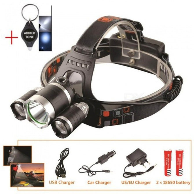 AIBBER TONE LED Headlight, 12000 Lumen 3 x XML T6 LED Head Lamp Flashlight