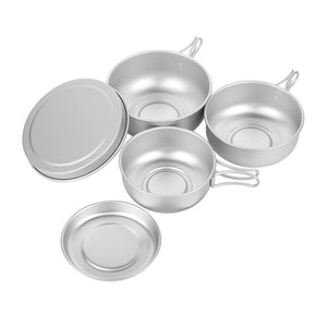 OUT-D Outdoor Camping Picnic 6-in-1 Aluminum Alloy Mini Size Cookware Set - Silver