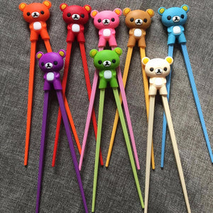 1 Pair Multi Color Cute Bear Panda Cat Minions Learning Training Chopsticks For Kids Children Chinese Chopstick Learner Multi