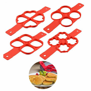 Silicone Pancakes Egg Pancake Rings Omelette Mold Ring Cake Mold Eggs Tool Easy Make Perfect Breakfast Red