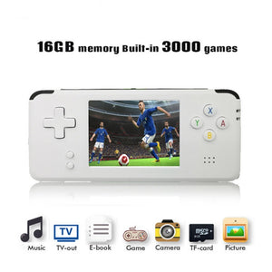 Portable Video Handheld Game Console with 3 Inches Screen, Built-in 3000 Video Games, 16GB Memory - White