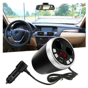 Cup Type Bluetooth FM Transmitter Car Kit w/ Dual Socket Cigarette Lighter, Dual USB Car Charger, Music MP3 Player