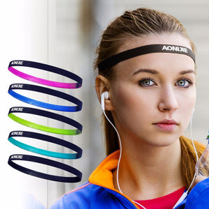 AONIJIE Elastic Head Sweatband, Soft Silicone Running Yoga Sweat Band For Men Women, Fitness Basketball Tennis Headband Yellow Green