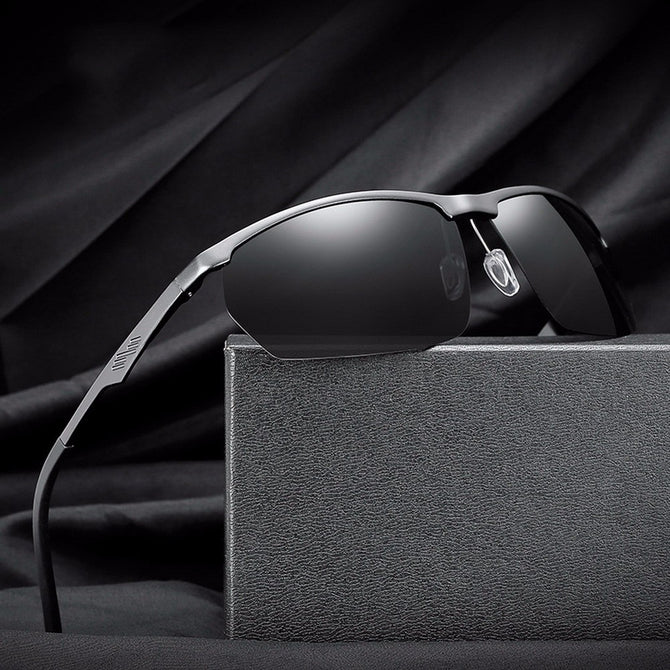 Aluminum-Magnesium Alloy Ultra Light Cool Men\'s Classic Polarized Sunglasses, UV400 Protection Sun Glasses Camel