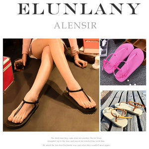 New Summer Women Clip Toe Sandals Roman Shoes Herringbone Flat Beach Sandals Flip Flops Footwear Mujer Sandals Khaki/39